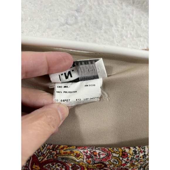 Vintage I.N. Studio Dress Womens Medium Multicolor Paisley Ruffle Hem 90s Y2K - Picture 5 of 9
